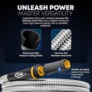 TITAN PD-31831 Garden Hose 75FT - 304 Stainless Steel Metal Water Hose, Flexible, Kink-Free, Lightweight