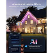 Govee H805AA11 Wi-Fi RGBIC Outdoor Permanent String Lights 100ft - Black