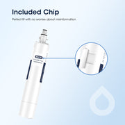 Glacier Fresh GF-Z009X RPWFE RPWF Refrigerator Water Filter with Built-in Chip, Coconut Shell Carbon Block, Lead-Free BPA-Free, Compatible with GE French-Door Models, Pack of 3