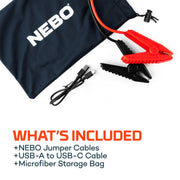 NEBO Assist 1000XP Portable Car Battery Jump Starter, 1000 Amps, USB Power Bank, Emergency LED Light, Black