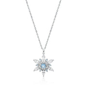 Brilliance Fine Jewelry Women's Simulated Blue Topaz Snowflake Pendant in Sterling Silver