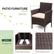 Devoko YJD-LCRF700A-1 Patio Conversation Set Outdoor Furniture Set PE Rattan Set of 3, Brown/Beige