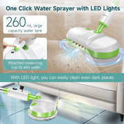 AlfaBot S1-1A Cordless Electric Steam Mop, Dual-Spin, Self-Propelled, LED Headlight, Water Spray, Large Tank, Green