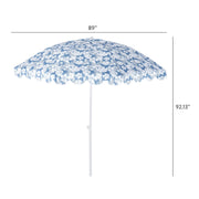 Mainstays 7.5 ft Resort Beach Umbrella with Blue Palm Design, Adjustable Tilt, Sand Anchor