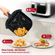 MIRASTON 8.5-Quart Air Fryer, 1500W, Stainless Steel, 8 Preset One-Touch Controls, Dishwasher-Safe Basket, MS-1806