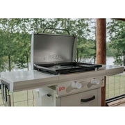 LOCO LCG2ST2C26 26 in. 2-Burner Digital Propane SmartTemp Flat Top Grill in Chalk Finish with Enclosed Cart and Hood