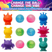 Power Your Fun Glitter Gobblers Blind Box Squishy Toys 6 Pack, Interchangeable Glitter-Filled Toys for Kids - 3 Years and Up