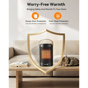 NFTIGB Portable Ceramic Space Heater, 1500W Electric Heater with Remote Control, 3 Heat Settings, Smart Thermostat, Black