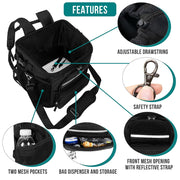 PetAmi Dog Bike Basket Soft-Sided Ventilated Pet Carrier Backpack Black Small Multi-Use PET-BBK01-BK-SP