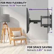 USX MOUNT Full-Motion TV Wall Mount, Tilt and Swivel, Articulating 6 Arm Support, Fits 42 to 90 Inch TVs, Supports up to 150 lb, Black, WML018-01