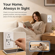 Brscefsir Wall Outlet Camera with Dual USB Ports, 4K Ultra HD Indoor Security Camera, 120 Wide-Angle, WiFi Remote Viewing, Motion Detection, Push Alerts, White, S13 Wall 2USB