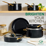 Chef Power Ceramic Cookware Sets, 10Pcs Pots and Pans Set Non Stick, Cookware Set with Stainless Steel Handle