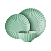 The Pioneer Woman PW1519460200013 Colette 12-Piece Stoneware Dinnerware Set, Green