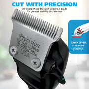 Wahl LI+ Deluxe Chrome Pro Cordless Hair Clippers and Beard Trimmer Kit, Self-Sharpening T-Blades, Adjustable Lever, 14 Guide Combs, USB-C Rechargeable, Chrome Black, 3027814