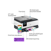 HP OfficeJet Pro 8135e Wireless All-in-One Inkjet Printer, Automatic Duplex, 2.7-Inch Touchscreen, 225-Sheet Input Tray