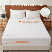 HOMTEC Heated Mattress Pad, Dual Controllers, 12 Heat Settings, Quick Preheat, Memory Function, Deep 24-Inch Pocket, Queen Size