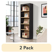 Mainstays Westley 5-Shelf Arch Bookcase, Black Finish with Spring Pine Accents, Pack of 2, 72.56 in Height, 444344