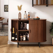 MARNUR 40'' Sideboard Buffet Cabinet with 2 Sliding Tambour Doors, Brown