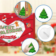 Htooq 24 Pieces Advent Calendars 2024 Lightweight Festival Style Cute Plastic Christmas Brooch Set