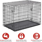 MidWest Homes For Pets 748UP Extra-Strong Double Door Folding Metal Dog Crate, Size: 48-Inch w/Divider