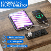 Dextrus Farmhouse Nightstand with Built-In Charging Station, 3 Drawers, Antique White