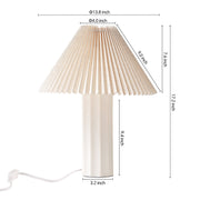 SUNMORY 17.5 Ceramic Table Lamp with Pleated Fabric Shade, 3-Way Dimmable LED, White, Bedside Nightstand Lamp for Bedroom and Living Room