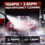 CATGOOD Cordless Pressure Washer, 1060 PSI, 2.8 GPM, 3-Speed Settings, 6-in-1 Adjustable Nozzle, 16.4ft Hose, Portable Power Cleaner, Black, HG0515-BK-2B