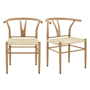 Better Homes & Gardens BH1402125171008 Springwood Wishbone Metal Dining Chair 2 Pack, Light Honey Color