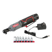 Hyper Tough 12V Cordless Ratchet Wrench with Brushless Motor, LED Work Light, 7-Piece Metric Socket Set, Compact Ergonomic Design, 6055