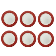 SD Red & Cream Color Porcelian Plate, Pack of 6 - Dishwasher Safe