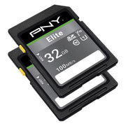 PNY P-SD32GX2V10100ELGC-GE 32GB Elite Class 10 U1 V10 SD Flash Memory Card 2-Pack, 100MB/s read, Full HD, UHS-I