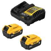 DeWalt 20V MAX XR Battery and Charger Kit, 2-Pack 5.0Ah Lithium-Ion Batteries, Fast 4-Amp Charger, 3-LED Fuel Gauge