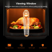 Patbrela 6QT Air Fryer, 1400W, Stainless Steel, Black, LED Smart Color Screen, 6 Presets, Dishwasher-Safe Basket, AF301