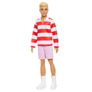 Barbie HYV01 Fashionistas Ken Doll #241 in Red Striped Top and Pink Shorts with White Sneakers, Blonde