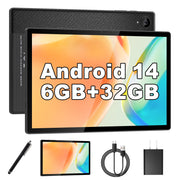 YYSWIE 10.1 Inch Android 14 Tablet, Quad-Core Processor, 6GB RAM with Virtual Memory, 128GB Expandable Storage
