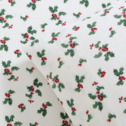 Lenox Holiday Cotton Flannel Sheet Set, Queen, 6-Piece Soft Warm 100% Cotton, Multicolor Holly Green, 990437142