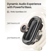 Shokz OpenFit 2 Wireless Open-Ear Headphones, Premium DualBoost Audio, IP55 Water-Resistant, 48H Playtime, USB-C Fast Charging, Black, SHOKZ T920