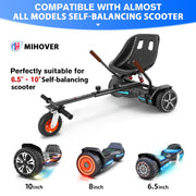 Magic Hover Self Balancing Scooter Go Kart Seat Attachment with Adjustable Frame, Double Shock Absorption, 360 Rotating Off-Road Wheel, Black, HK2