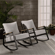 Better Homes & Gardens BH5708811816017 Marlow Outdoor 2pk Patio Rocking Chairs, Black Frame/Gray Cushion