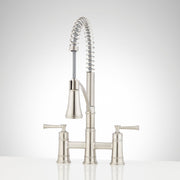 Signature Hardware SHXCBE307ZSS Beasley Two Handle Pull Down Bridge Kitchen Faucet in Stainless Steel