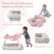 AILEEKISS 5-in-1 Musical Baby Walker, Foldable, Adjustable Height, Beige, Unisex