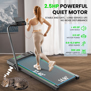 Patbrela 2 in 1 Foldable Walking Pad Treadmill with Handlebar, 2.5HP Motor, LED Display, Remote Control, Supports 300 lbs, Under Desk, Black