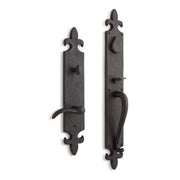 Signature Hardware EHFDLTB.15.300.10.R-DB-NB Fleur De Lys Entrance Door Set-Lever Handle-No Backset -Left Hand -Dark Patina