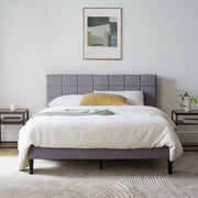 Mainstays MS34007783710AQ Upholstered Platform Bed, No Box Spring Needed, Queen Gray