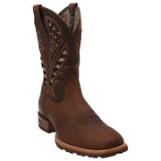 Ariat 10038340 Hybrid VentTEK Wide Square Toe Western Boots for Men - Distressed Brown/American Flag - 10.5M