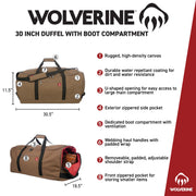 Wolverine Duffel with Boot Compartment - Black