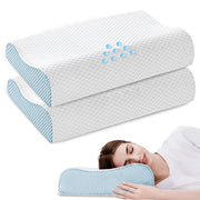 JUSTLET GDZ02 Cervical Memory Foam Pillow Set of 2, Blue