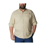 Columbia Men's Plus Tamiami II Long Sleeve Fishing Shirt, UPF 40 Sun Protection, Fossil, 4X Tall, FT7253