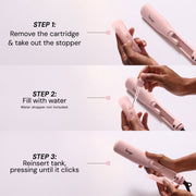 L'ange Hair SteamSmooth Steam Smoothing Comb, Coconut Oil Infused Ceramic Bristles, Ionic Frizz Control, Adjustable Heat, Pink