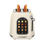 Mecity Easy Touch Screen 2-Slice Toaster, Retro Stainless Steel, Wide Slots, 6 Browning Levels, Bagel, Defrost, Reheat, Removable Crumb Tray, Cream Color, T-M6-CR